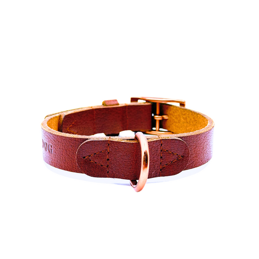 Hundehalsband Albbüffel - Glattes Büffelleder braun