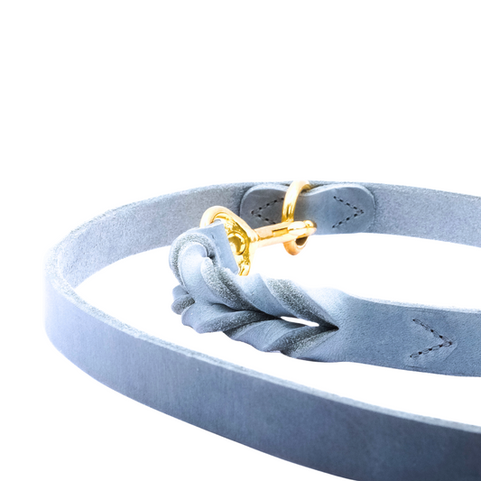 Verstellbare Leine Abby - Geflochtenes Fettleder grau