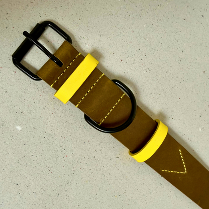 B-Ware: Hundehalsband Joker NEON - Weiches Fettleder Olivgrün