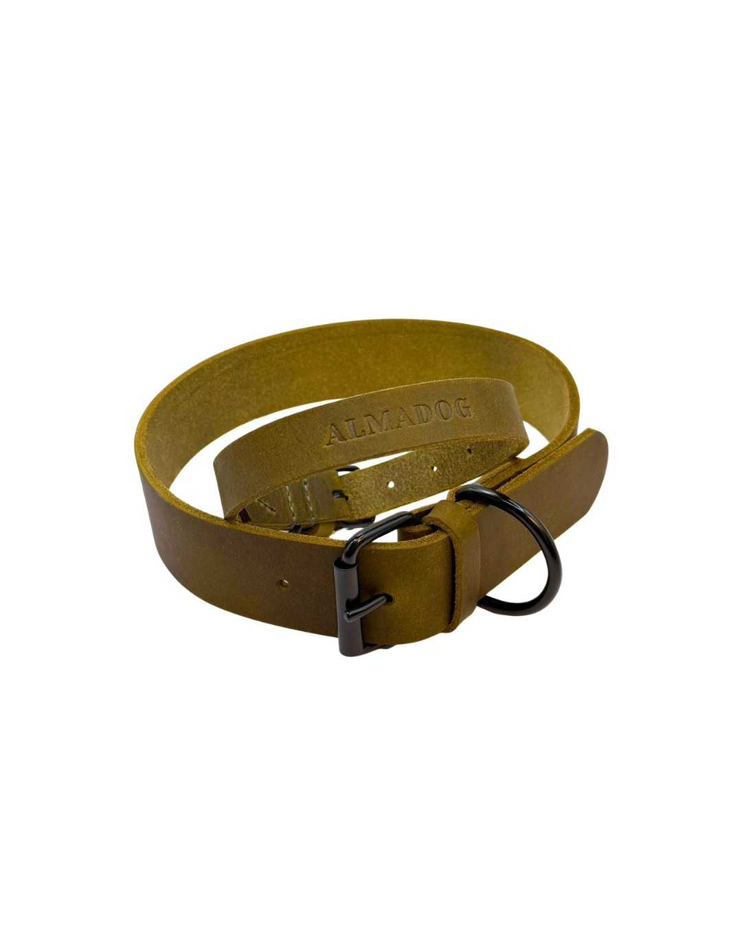 Hundehalsband Joker - Glattes Fettleder olivgrün