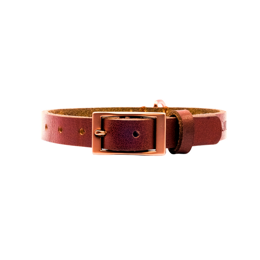 ALMADOG® Hundehalsband Abby - Geflochtenes Fettleder Silbergrau