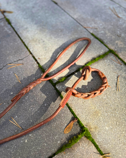 Flüsterleine Silent - Kurze Führleine - Lautlose Retrieverleine aus Rindsrundleder braun