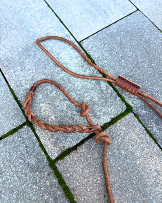 Flüsterleine Silent - Lautlose Umhängeleine mit verstellbarer Umhängeschlaufe - Pirschleine aus Rundleder, ohne Metall (Kopie)