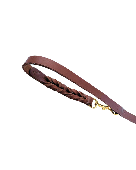 Freihandleine Abby - Geflochtenes Fettleder kastanienbraun