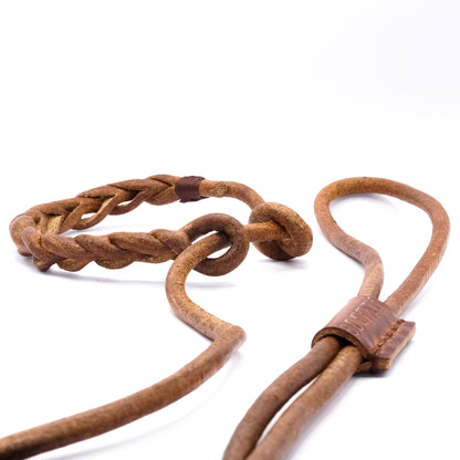 Flüsterleine Silent - Lautlose Umhängeleine mit verstellbarer Umhängeschlaufe - Pirschleine aus Rundleder, ohne Metall (Kopie)